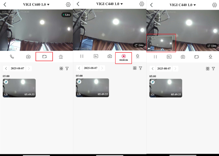 alt text: the location of button that starts and stops recording.
