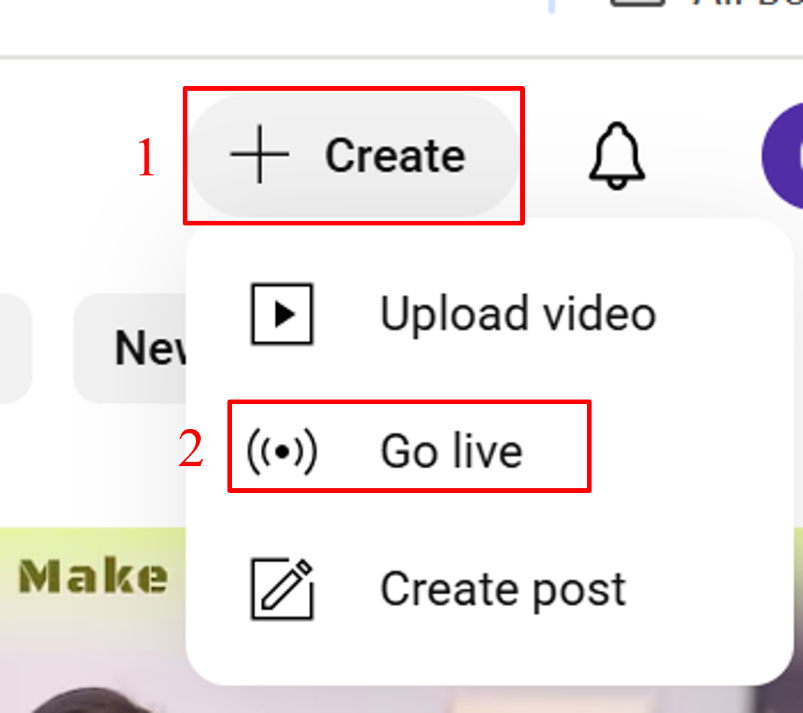 Alt text: Open YouTube Live.