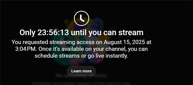 Alt text: The waiting prompt after submitting a live streaming request.
