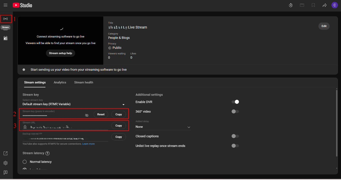 Alt text: YouTube Live Page.
