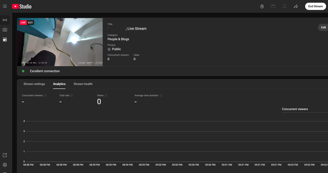 Alt text: Successfully streamed via VIGI Camera on YouTube.