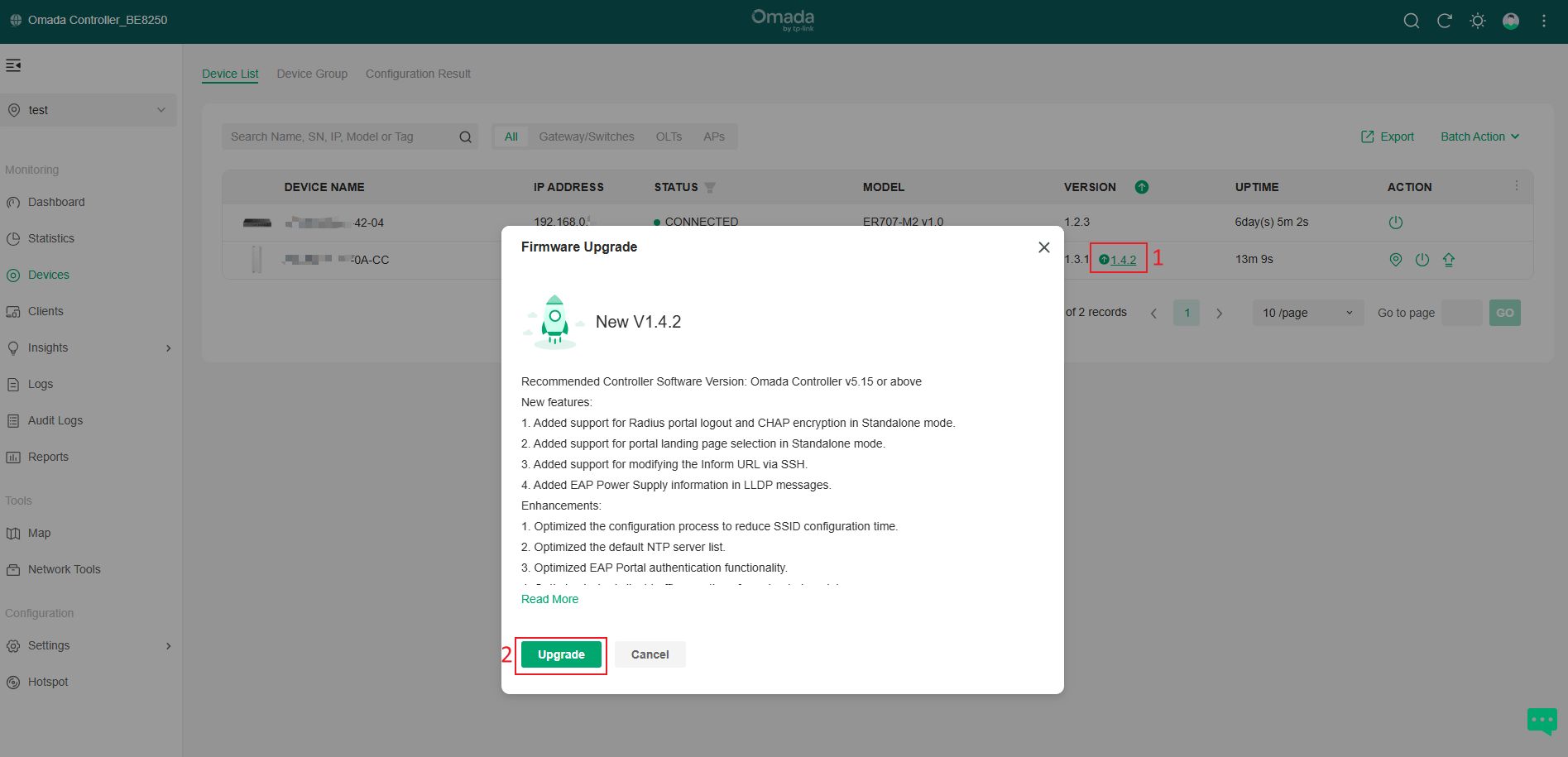 Alt text: Show the location of the upgrade button