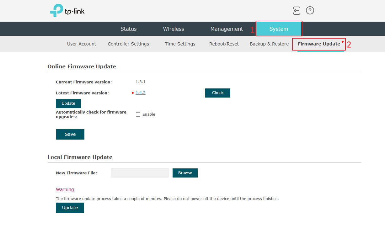 Alt text: Steps for firmware update in Web Interface