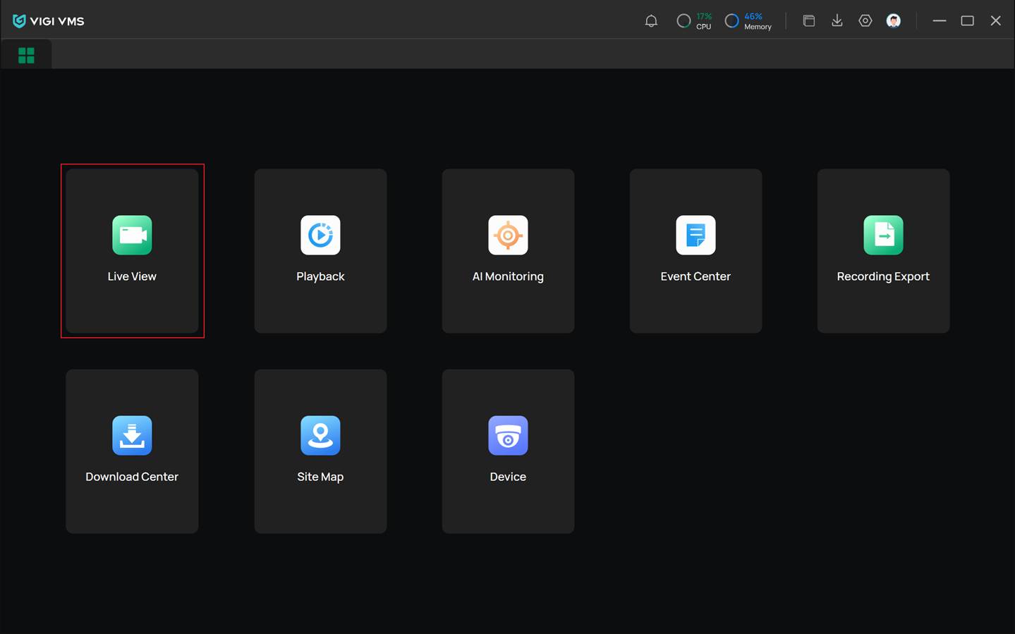 Alt text: Live View is the first icon from the left in the middle of the Home window.