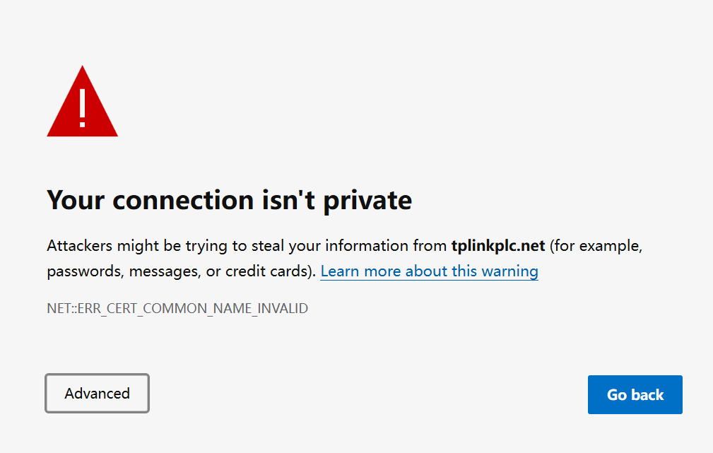 Privacy error page.