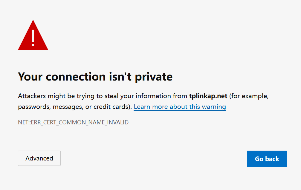 Privacy error page.