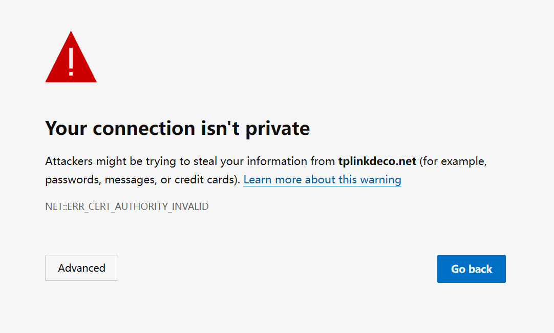 Privacy error page.