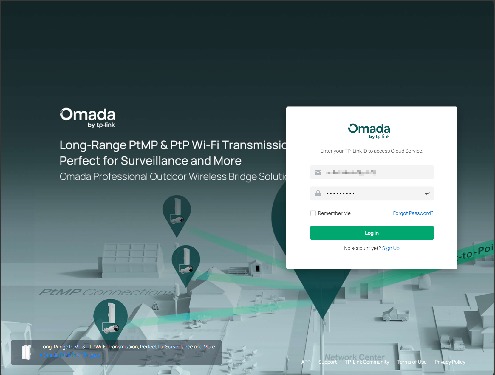 Alt text: the login page of Omada cloud portal.