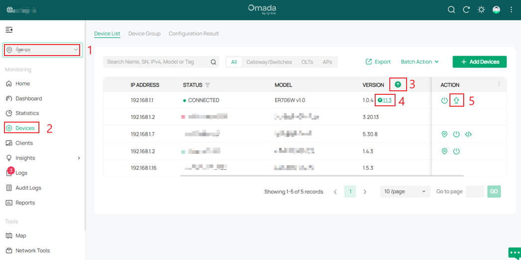 Alt text: the position of buttons for checking update and online update.