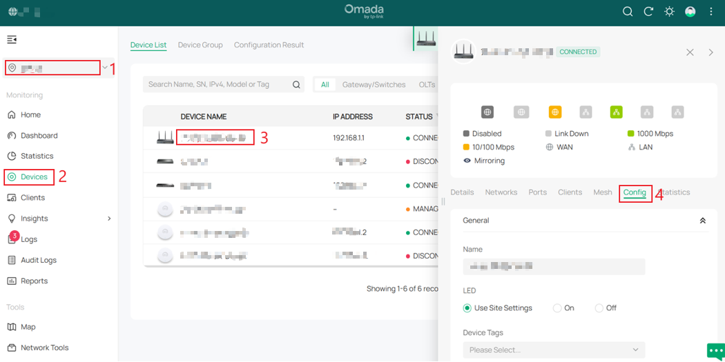 Alt text: the position of config page for Omada gateway.