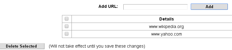 Page to set URL.