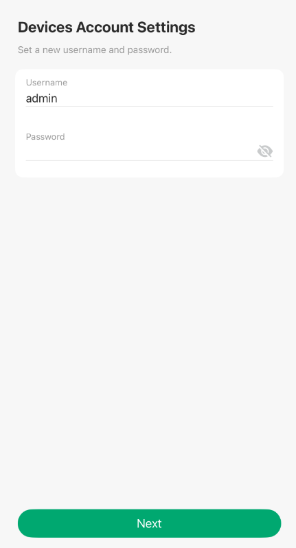 Setup the device account.