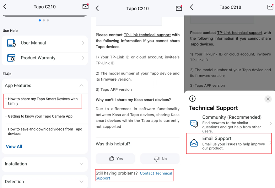 Steps to email Technical Support.