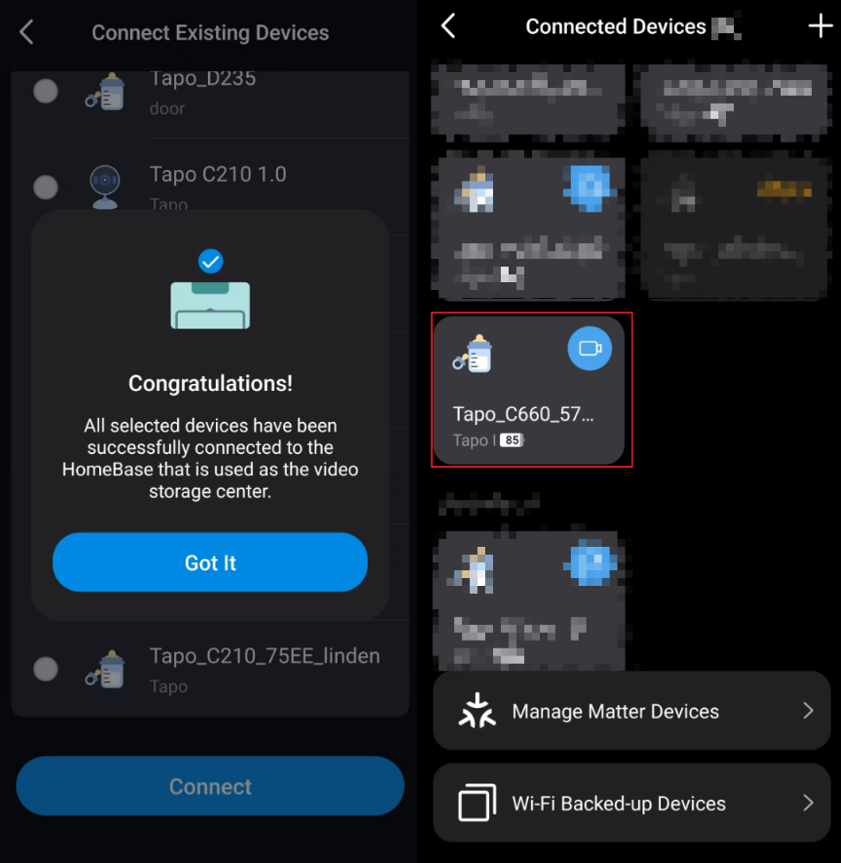 Connection completed, and the device will show on the new hub.