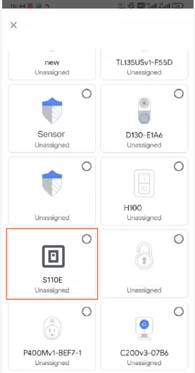 Google app screenshot-choose S110E device.