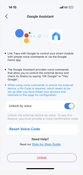 Tapo app S110E-set Pin Code Page success Page.