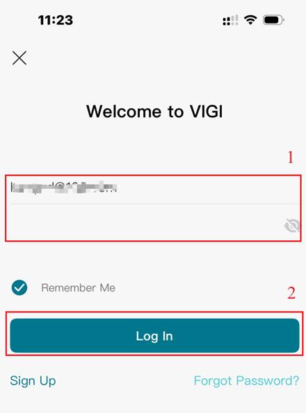 Use invited account to log in VIGI APP.