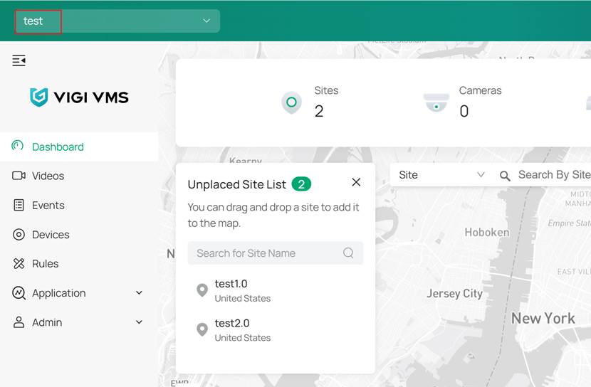 VIGI Cloud VMS web portal.