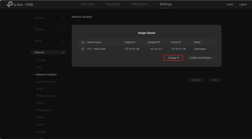 Show the Assign Subnet popup.
