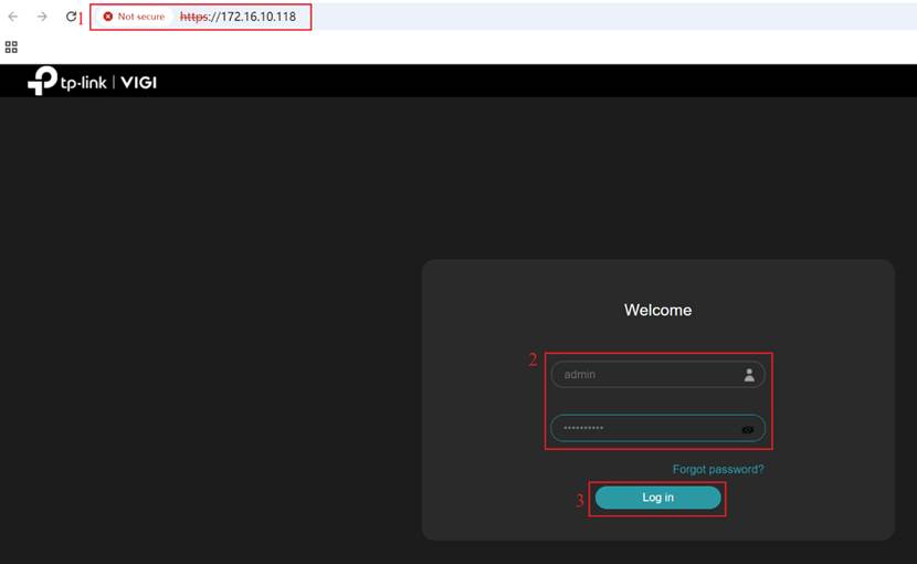 The web login page of the NVR.