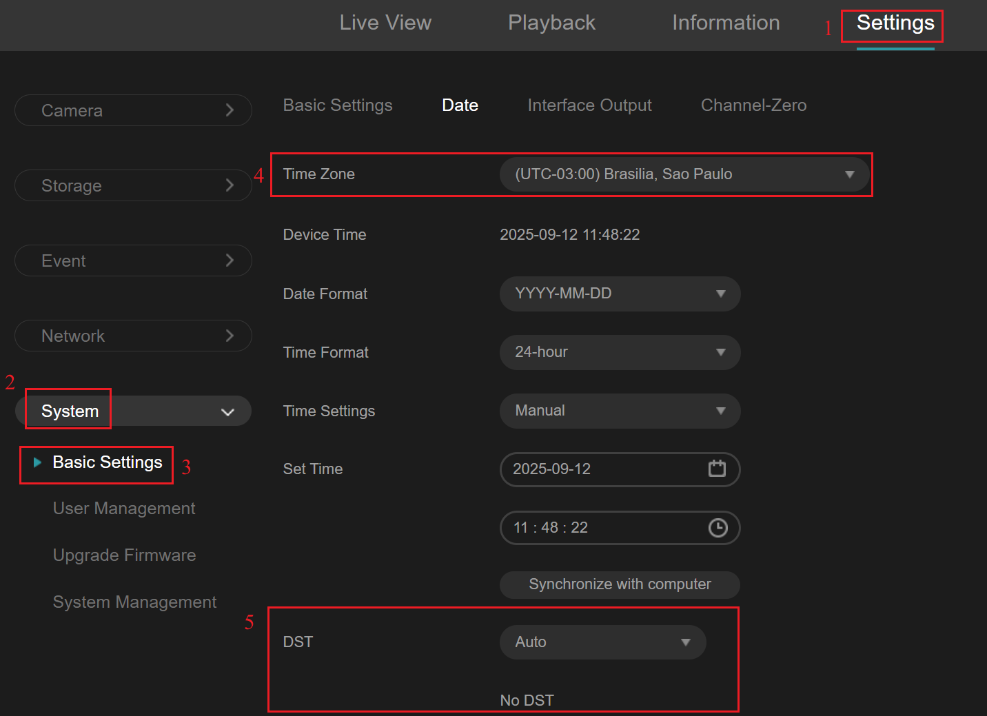 Alt text: The location of the device’s time zone.
