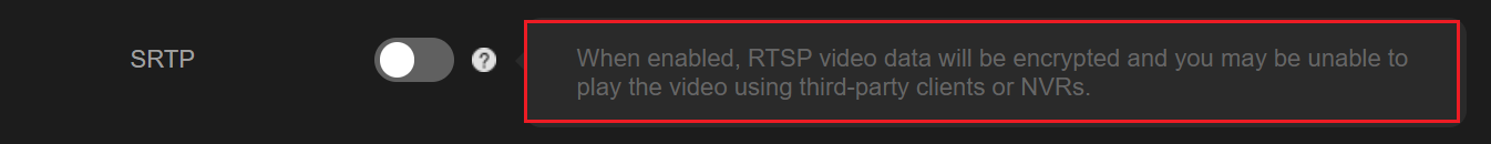 Alt text: the button to enable SRTP feature.