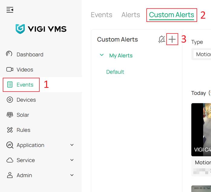 Alt text: adding a new Custom Alerts rule.