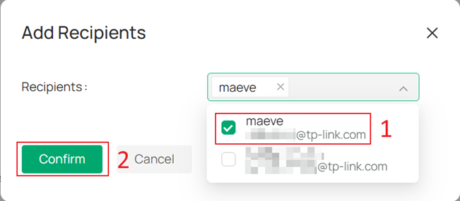 Alt text: adding Maeve as recipients.