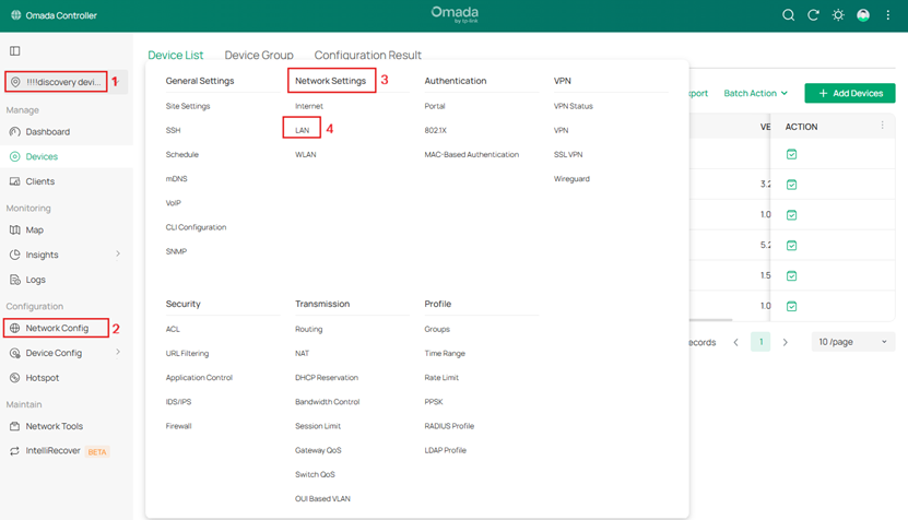 Show path of how to find LAN settings.