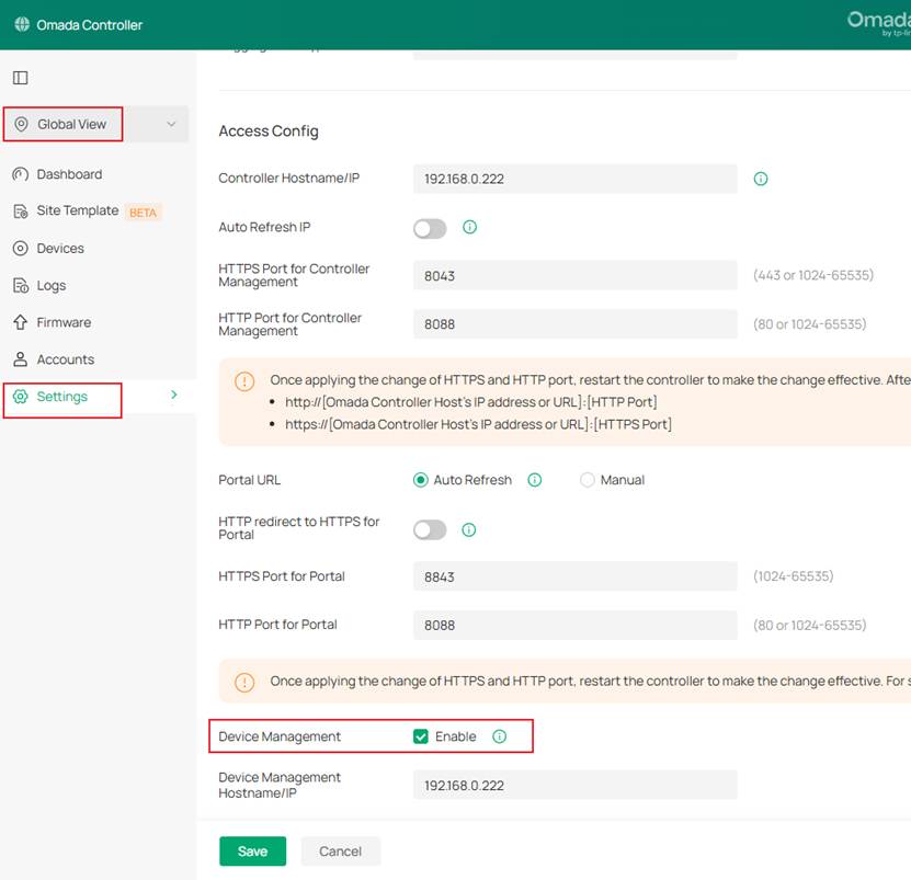 Set current Omada Controller IP address.
