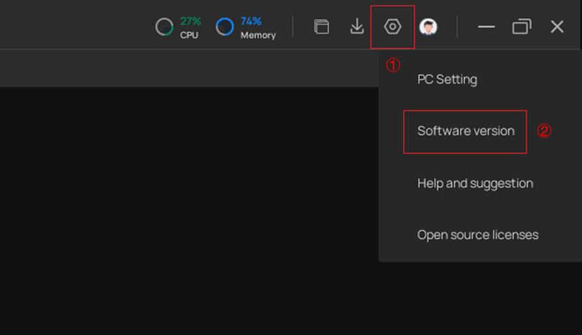 The path to page which displays software version.