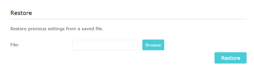 The interface to restore settings.