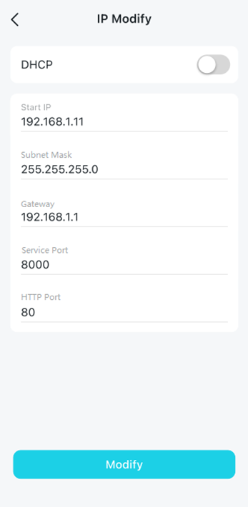 Disable DHCP option.