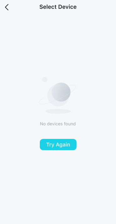 Display No device found prompt.