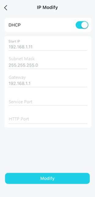 Show IP Modify page.