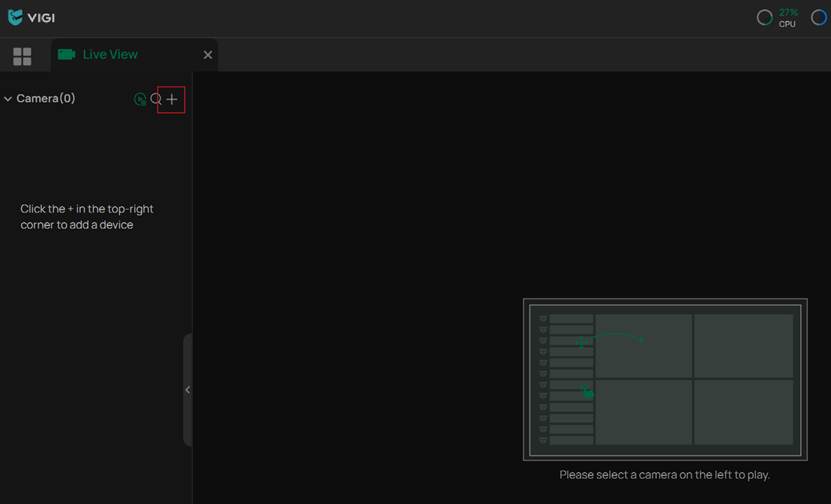The plus icon that allows you to start adding devices when clicked.