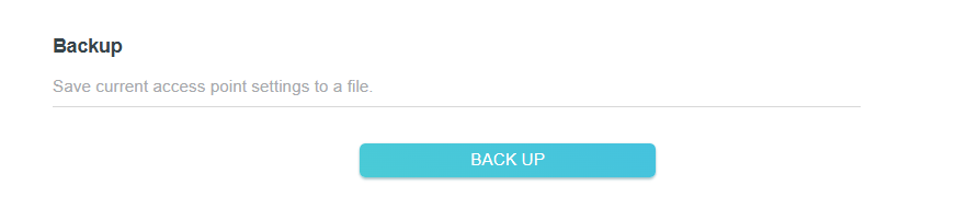 The interface to back up settings.