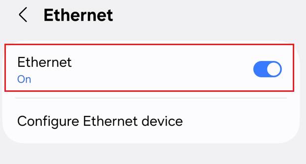 Ethernet settings on Android.