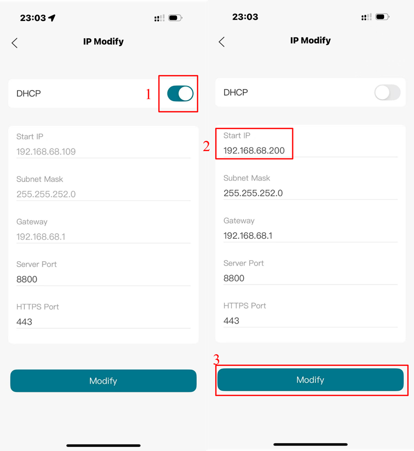 Modify the VIGI device's IP.