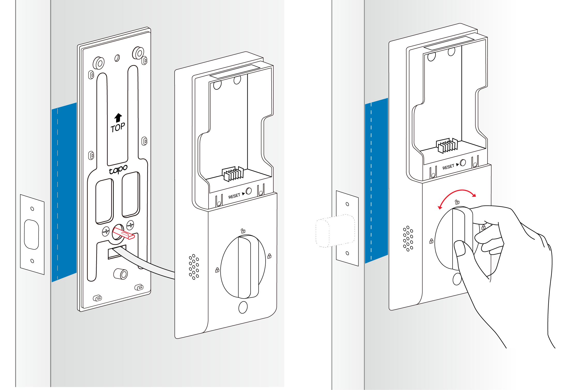Rotating the thumb latch.