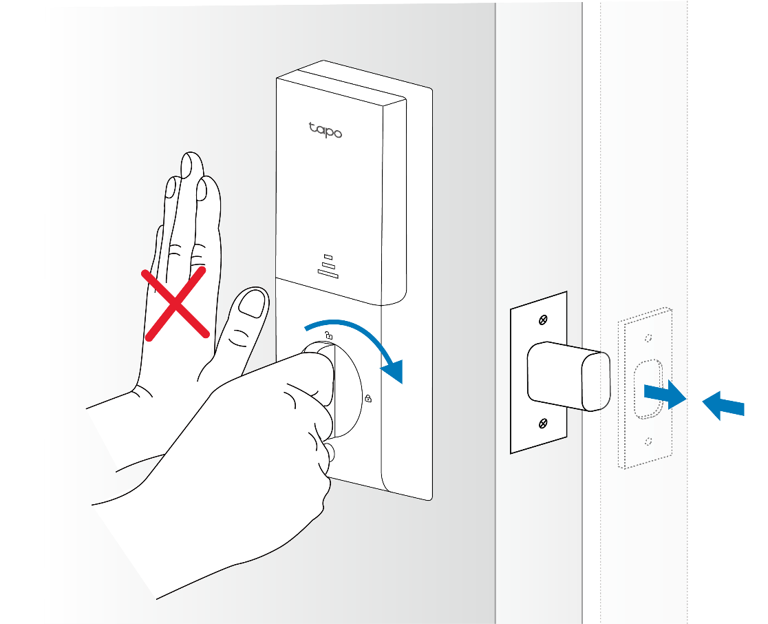 The situation where you need to push the door to allow the bolt to retract smoothly.