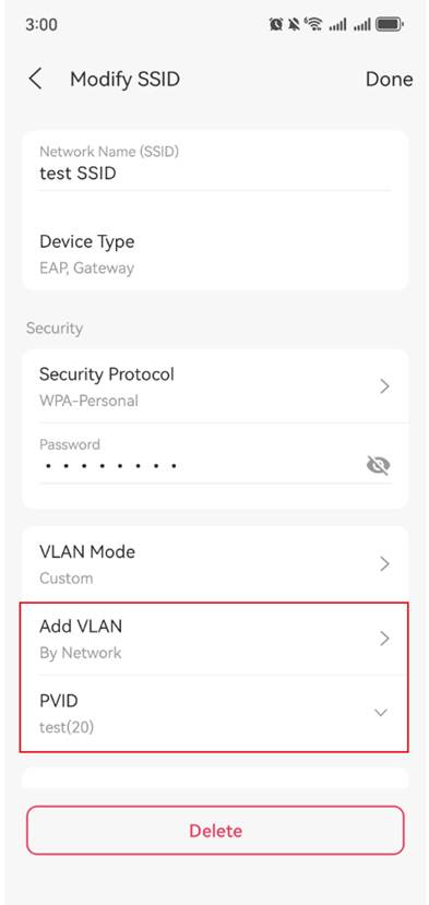 Set SSID VLAN by Network.