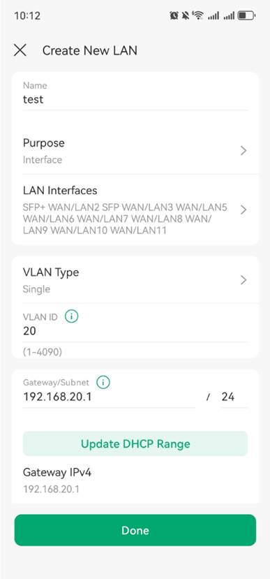 Create a new VLAN and update DHCP range.