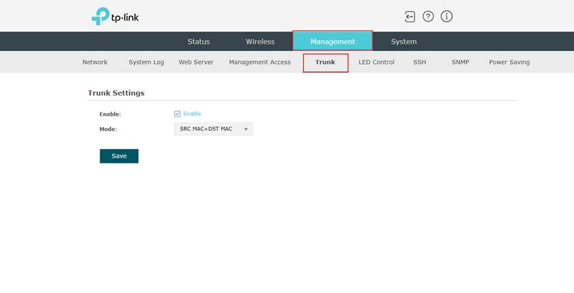 Display the EAP trunk settings page.