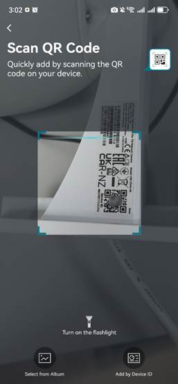 Demonstrate how to scan a device QR code.