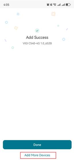 Display the page confirming successful device addition.