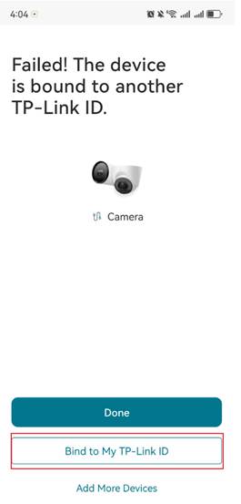 Shows the location of Bind to My TP-Link ID.