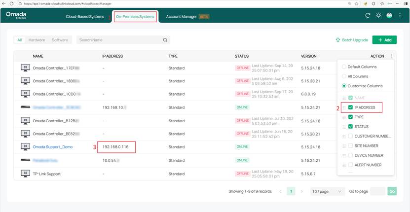 Find the controller IP through the Omada cloud platform.