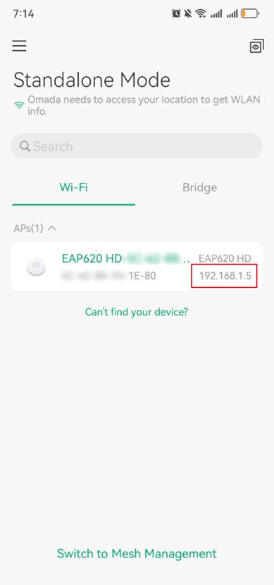 Show the EAP IP in standalone mode.