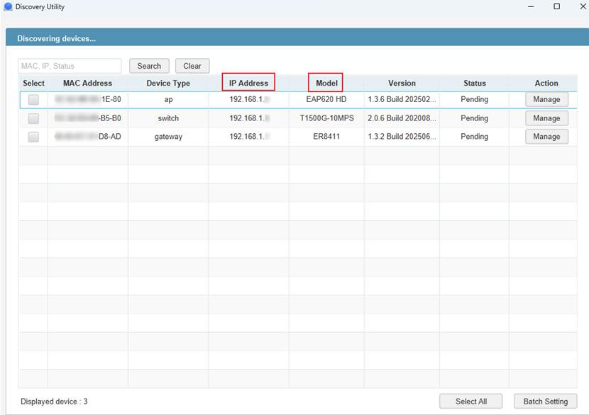 Display the device IP in the Discover Utility.